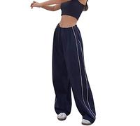Y2K Track Pants Sporthose Damen Baggy Cargohose Low Waist Jogging Ancho Pierna Elástica Cintura Casual Oversize Lose 90er E-Girl Streetwear, Bu2., S