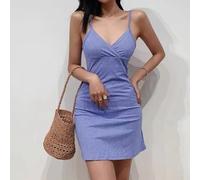 Y2k Vintage Floral Print Slim Sleeveless V Neck Summer For Mini Dress Backless High Waist Spaghetti Strap For Daily Dating Party Shopping Vacation Purple