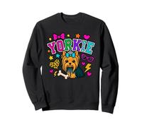 Y2K Yorkie Dog Gráfico con Estrellas e Iconos atrevidos Sudadera