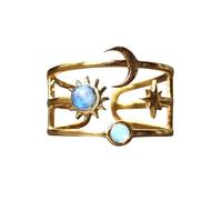 Y2koloring - Anillos de acero inoxidable para hombre, anillo celestial con sol, luna y anillo, joyería de ópalo dorado, regalo de cumpleaños para mujeres, talla única, Metal