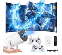 Y5S Mini Proyector y Juego 64G,Incorporado 10000 Juegos 3D,1280 * 720P,Giratorio 180°,4K Retro Videojuego Proyector con 2 Mandos Inalámbricos,Salida HD,5G WiFi y Bluetooth,Android 11,hogar,Oficina