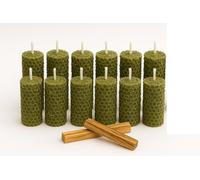 YA-DECOREGALOS KIT ESPECIAL DIAS LIMPIEZA Y PROSPERIDAD 11 Y 22, 10 VELAS NATURALES CERA DE ABEJA CON RUDA HECHAS A MANO SIN PARAFINA 10 * 5 CM PURA NACIONAL + 2 PALOS SANTOS DE PERU XL