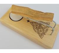 YA-DECOREGALOS Quemador de Palo Santo e Incienso de Madera, Diseño Nudo de Bruja, con Soporte Metálico, Vela de te y Palo Santo en cajita de Regalo