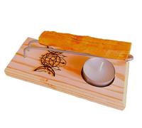 YA-DECOREGALOS Quemador para Palo Santo/Atados/INCIENSOS Imagen Lunas Nudo DE Bruja, con Varillas METALICAS Vela DE TÉ Y Palo Santo Incluido, Especial para PROTECCIÓN