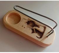 YA-DECOREGALOS Quemador Soporte de Madera para Palo Santo, Inciensos o Atados con Base de Madera Hecho a Mano y Varillas metalicas, Modelo Ella y su Gatito, en bolsita para transportarlo