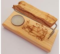 YA-DECOREGALOS Soporte Quemador de Palo Santo e Incienso con Vela, Varillas metalicas y Palo Santo.Soporte de Madera con Diseño Grabado, Hecho a Mano diseño Farolillo. Armoniza Tus espacioa