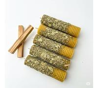 YA-DECOREGALOS Velas de Cera de Abeja con Laurel, + 2 palos santos de Perú XL Set de 6, para Rituales, MEDIDAS 10 CM