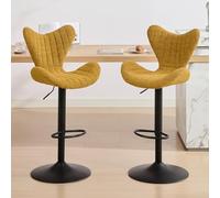 Ya-Home Juego de 2 Taburetes Altos de Cocina Altura Ajstable,Amarillo