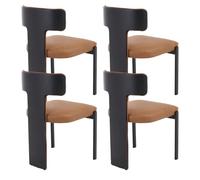 Ya-Home Juego de 4 Sillas de Comedor Modernas Acolchadas con Tapicería de Eco-Piel y Patas de Madera y Metal para Cocina y Salón Color Marrón