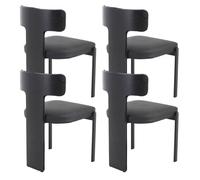 Ya-Home Juego de 4 Sillas de Comedor Modernas Acolchadas con Tapicería de Eco-Piel y Patas de Madera y Metal para Cocina y Salón Color Negro