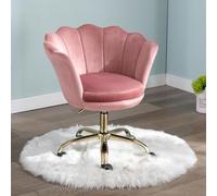 Ya-Home Silla Escritorio de Terciopelo Silla de Oficina Giratoria,Silla de Trabajo Moderna con Patas Doradas Silla Despacho de Ordenador en Altura Ajustable para Dormitorio/Tocador,Rosa