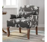 Ya-Home Silla Individual de Lino Butaca de Salón Vintage,Sillón de Lectura con Estilo Mediado Siglo Silla de Ocio Retro con Patas Maderas Macizas para Hogar/Apartamento,Gris