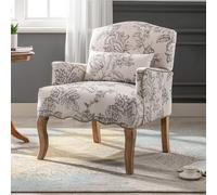 Ya-Home Silla Individual de Lino Butaca de Salón Vintage,Sillón de Lectura con Estilo Mediado Siglo Silla de Ocio Retro con Patas Maderas Macizas para Hogar/Apartamento,Beige