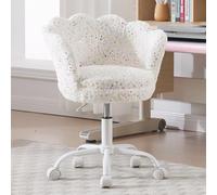 Ya-Home Silla Infantil de Escritorio Silla Giratoria Terciopelo de Estudio,Silla de Oficina Ajustable en Altura para Niños/Juvenil,Blanco