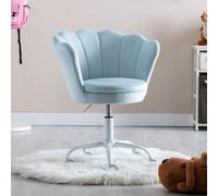 Ya-Home Silla Infantil de Escritorio Silla Giratoria Terciopelo de Estudio,Silla de Oficina Ajustable en Altura para Niños/Juvenil,Azul Claro