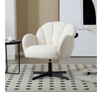 Ya-Home Sillón Giratorio Moderno en Terciopelo con Reposabrazos, Butaca de Salón con Base de Cruz, Asiento Extra Ancho y Patas de Metal, Sillón Relax para Salón/Dormitorio/Oficina,Blanco