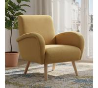 Ya-Home Sillon Individual Moderno Butaca de Salón Tapizado en Chenilla,Silla Relax con Reposabrazos Minimalista Silla de Ocio con Patas Maderas para Dormitorio/Habitación,Amarillo