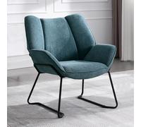 Ya-Home Sillones de Salón Individual de Chenille Moderno, Butacas Pequeñas con Reposabrazos,Silla Lectura Silla de Ocio con Patas de Mrtal para Dormitorio/Sala de Estar,Azul