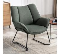 Ya-Home Sillones de Salón Individual de Lino Moderno, Butacas Pequeñas con Reposabrazos,Silla Lectura Silla de Ocio con Patas de Mrtal para Dormitorio/Sala de Estar,Verde
