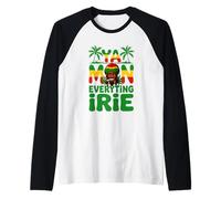 Ya Mon Everything Irie Jamaiican Patois Rasta Weed Fumar Marihuana Camiseta Manga Raglan