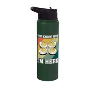Ya sabes por qué estoy aquí Me encanta Deviled Egg Otoño Acción de Gracias Stainless Steel Insulated Water Bottle