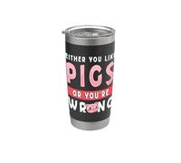 Ya sea que te gusten los cerdos o te equivocas Granja Animales Cría de cerdos Vaso térmico de acero inoxidable de doble pared
