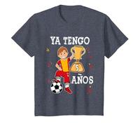 Ya Tengo 5 Años Fútbol Niño Camiseta, Niños, Azul Jaspeado, 6 años
