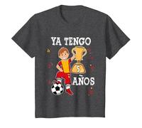Ya Tengo 5 Años Fútbol Niño Camiseta, Niños, Jaspeado Oscuro, 8 años