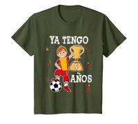 Ya Tengo 5 Años Fútbol Niño Camiseta, Niños, Verde Oliva, 8 años