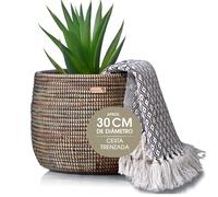 YAADU Cesta de almacenamiento trenzada, cesta para plantas, cesta africana, maceta, cesta decorativa, maceta, almacenamiento de juguetes y diversos artículos modelo Kikongo (negro)