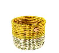 YAADU Cesta Trenzada - Cache-Pot y Almacenaje, Maceta Africana, Decorativa para Estantería y Plantas, Modelo Aduna (Amarillo)