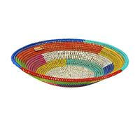 YAADU Cuenco redondo grande - Frutero trenzado con 40 cm de diámetro, cuenco para pan hecho a mano, cuenco decorativo africano, para llaves, cesta de almacenamiento, modelo Katanga (multicolor)