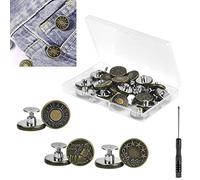 YAANBUNB 33 PCS Pines de Botón de Mezclilla de 17 mm, 3 Estilos de Metal Ajustables, Ajustadores Sin Costura, Botones de Repuesto Con Destornillador Para Pantalones