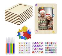 YAANBUNB 8PCS Marcos de Fotos, Marcos de Cuadros de Madera 19 x 14cm, Marco Dibujos Infantiles con 3 Pegatinas Decorativas,15 Estrellas y 6 Bolígrafos de Colores para DIY Marcos de Fotos Creativos