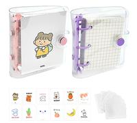YAANBUNB Mini Carpeta de 3 Anillas, 2 PCS Cuaderno Pequeño Anillas Portátil Libreta Pequeña de Bolsillo Anillas con Tapa Transparente de PVC y Papel Interior para Viajes/Diario/Oficina/Escuela