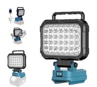 Yaasier Lámpara LED con batería para Makita 18V, Luz de trabajo LED inalámbrica 4800LM Con 2 puerto de carga USB, lampara recargable portatil para jardines, patios traseros, garajes