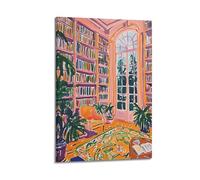 Yaasilinage Henri Matisse - Lienzo decorativo para pared, póster clásico de biblioteca rosa para estética de habitación, arte de pared de libro de lectura vintage, obra de arte literaria de libros