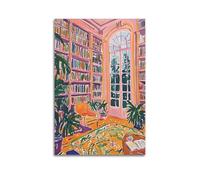 Yaasilinage Henri Matisse - Lienzo decorativo para pared, póster clásico de biblioteca rosa para estética de habitación, arte de pared de libro de lectura vintage, obra de arte literaria de libros