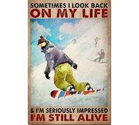 YAASIMOULE A veces miro hacia atrás en mi vida, estoy realmente impresionado, todavía vivo, póster, regalo para snowboarder, esquiador, estaciones de esquí, decoración, lienzo