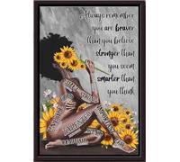 YAASIMOULE Afro Siempre recuerda que eres más valiente que creer Póster de girasol enmarcado en lienzo mate