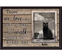 YAASIMOULE Aquellos que amamos no se van, caminan a nuestro lado todos los días. Póster de gato negro enmarcado en lienzo mate.