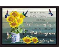 YAASIMOULE Aquellos que amamos no se van, caminan a nuestro lado todos los días. Póster de jarrón de girasol enmarcado en lienzo mate.