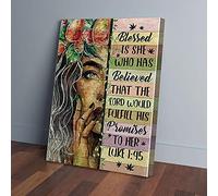 YAASIMOULE Bendita sea la que ha creído. Impresión en lienzo de chica hippie del bosque.