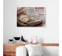 YAASIMOULE Con Dios no hay límites Arte de pared de lienzo de béisbol