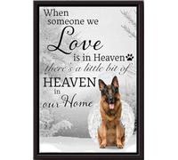 YAASIMOULE Cuando alguien a quien amamos está en el cielo, hay un pedacito de nuestro hogar. Póster de perro pastor alemán enmarcado en lienzo mate.