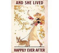 YAASIMOULE Decoración de paredes del hogar habitaciones Corgi Y vivió feliz para siempre Amantes los perros