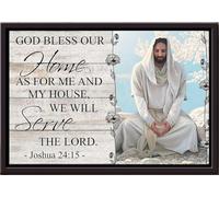 YAASIMOULE Dios bendiga nuestro hogar, pero yo y mi casa serviremos al Señor. Póster cristiano enmarcado en lienzo mate.