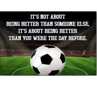 YAASIMOULE El fútbol no se trata de ser mejor que los demás. Cita inspiradora. Regalos deportivos. Póster y lienzo para decoración de pared.