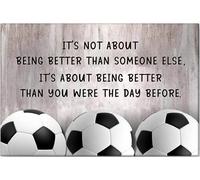 YAASIMOULE El fútbol no se trata de ser mejor que los demás. Regalos para jugadores. Póster y lienzo decorativo.