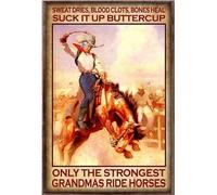 YAASIMOULE El sudor seca los coágulos de sangre. ¡Aguanta! Abuelas Buttercup montan a caballo. Póster de vaquera.
